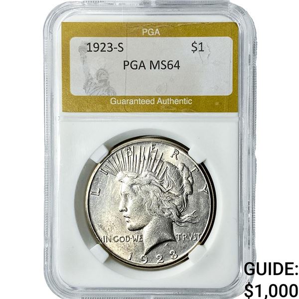 1923-S Silver Peace Dollar PGA MS64