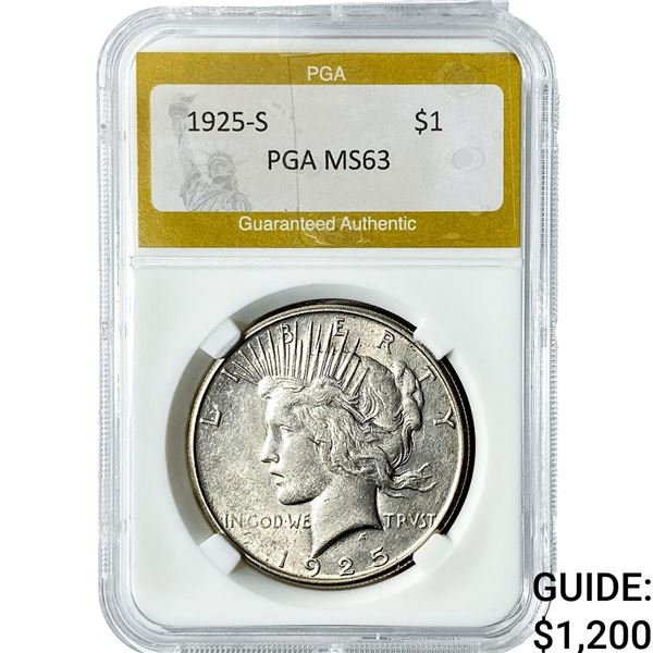 1925-S Silver Peace Dollar PGA MS63