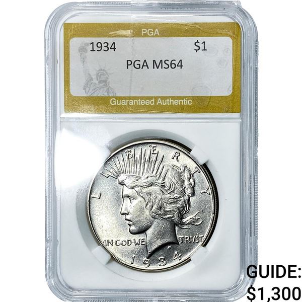 1934 Silver Peace Dollar PGA MS64