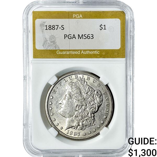 1887-S Morgan Silver Dollar PGA MS63