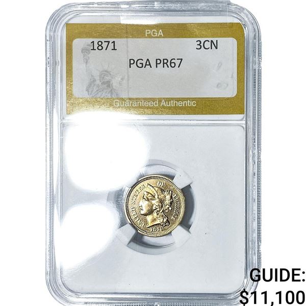 1871 Nickel Three Cent PGA PR67