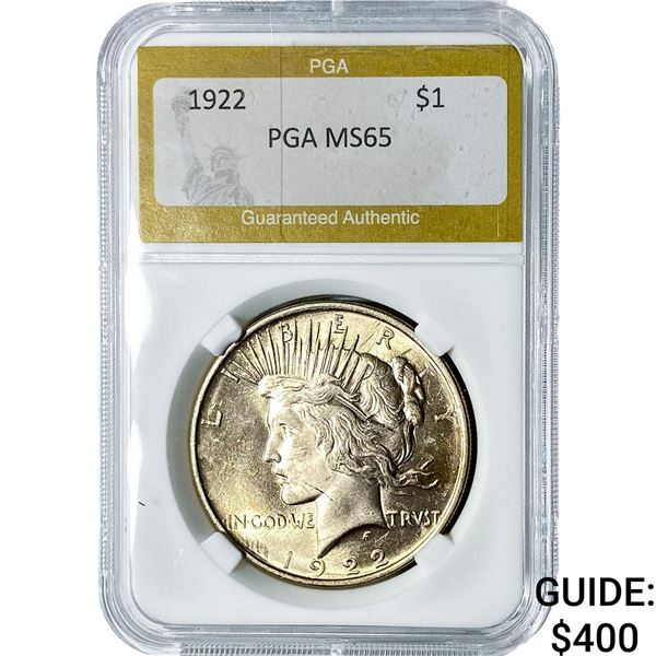 1922 Silver Peace Dollar PGA MS65