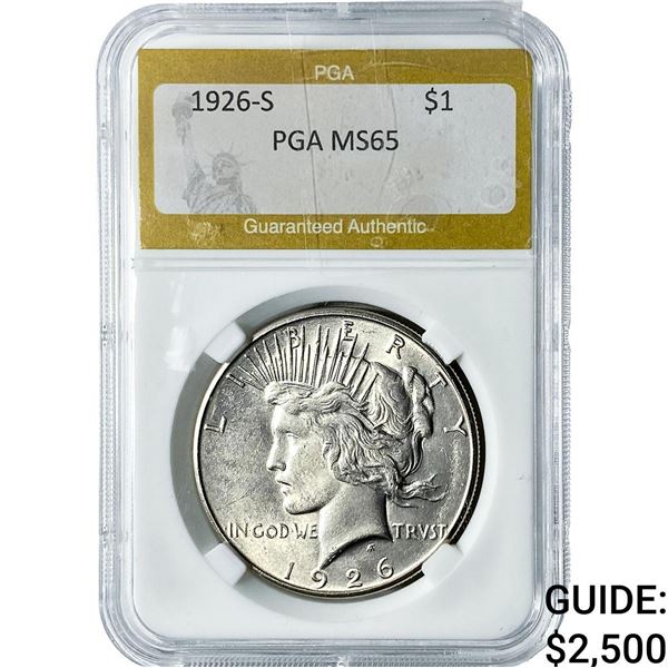 1926-S Silver Peace Dollar PGA MS65
