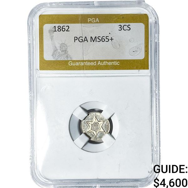 1862 Silver Three Cent PGA MS65+
