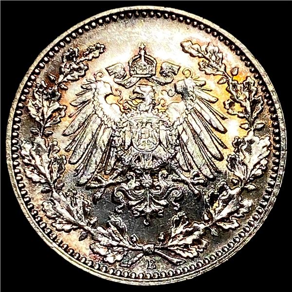 1917-E German Empire Silver 1/2 Mark GEM BU