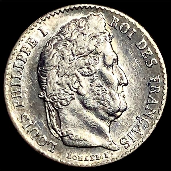 1839-A France Silver 1/4 Franc CHOICE BU
