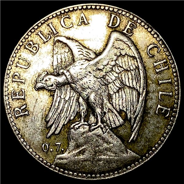 1902 Chile Silver 50 Centavos CHOICE AU