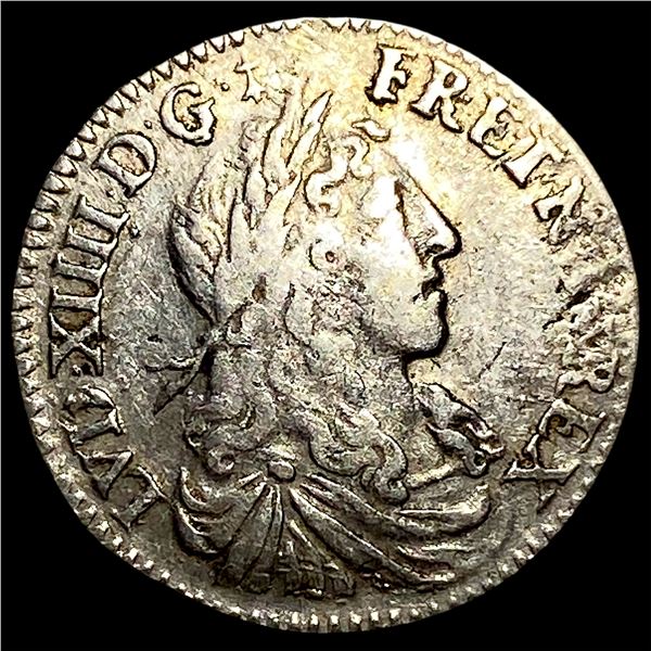 1660-A France Louis XIV Silver 1/12 Ecu CHOICE AU