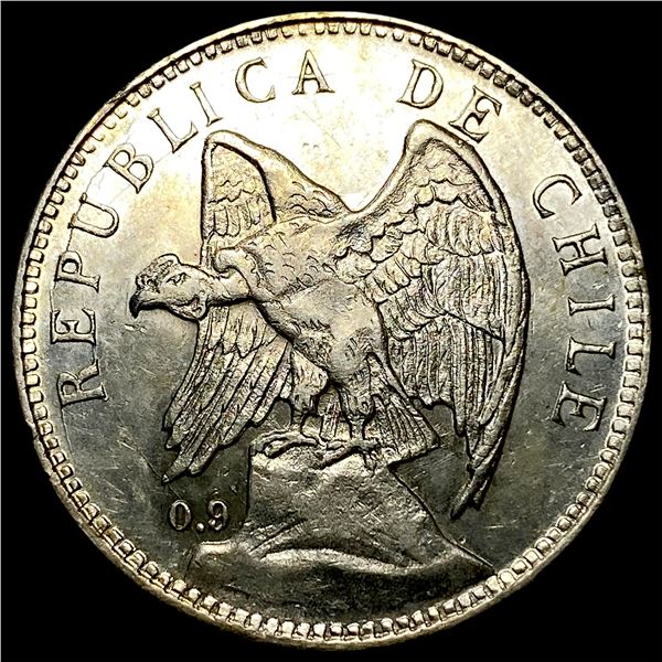1910 Chile Silver 1 Peso CHOICE AU