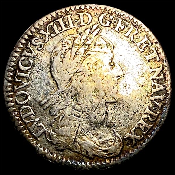 1643 France Louis XIII Silver 1/12 Ecu HIGH GRADE