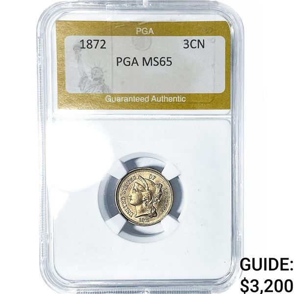 1872 Nickel Three Cent PGA MS65