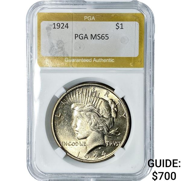 1924 Silver Peace Dollar PGA MS65