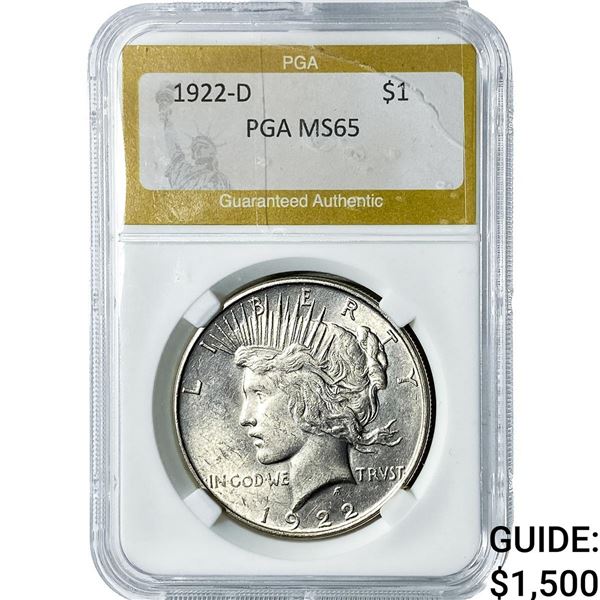 1922-D Silver Peace Dollar PGA MS65