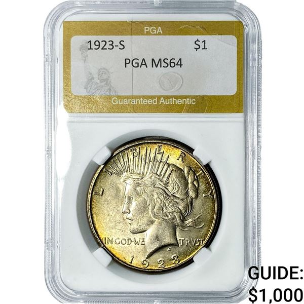 1923-S Silver Peace Dollar PGA MS64