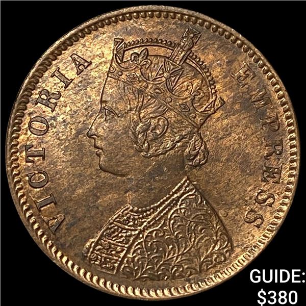 1880 British India Copper 1/4 Anna