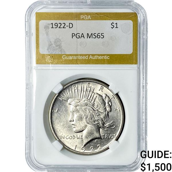 1922-D Silver Peace Dollar PGA MS65
