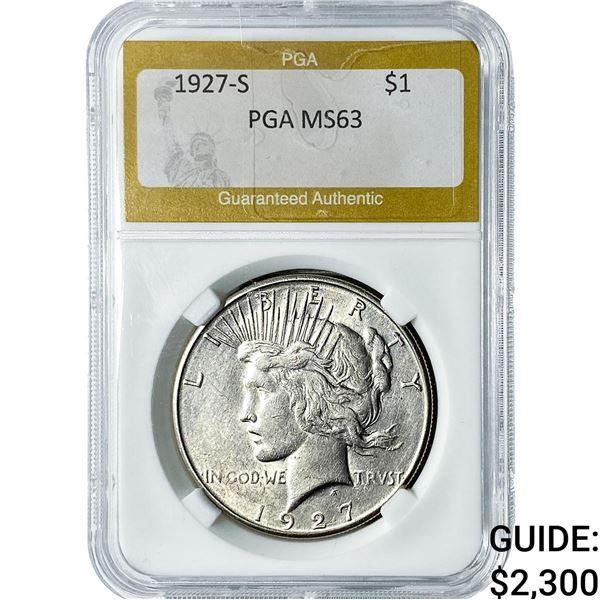 1927-S Silver Peace Dollar PGA MS63