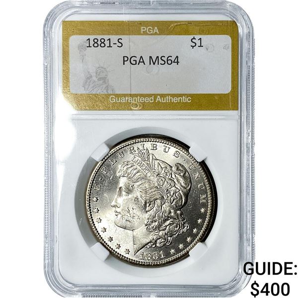 1881-S Morgan Silver Dollar PGA MS64