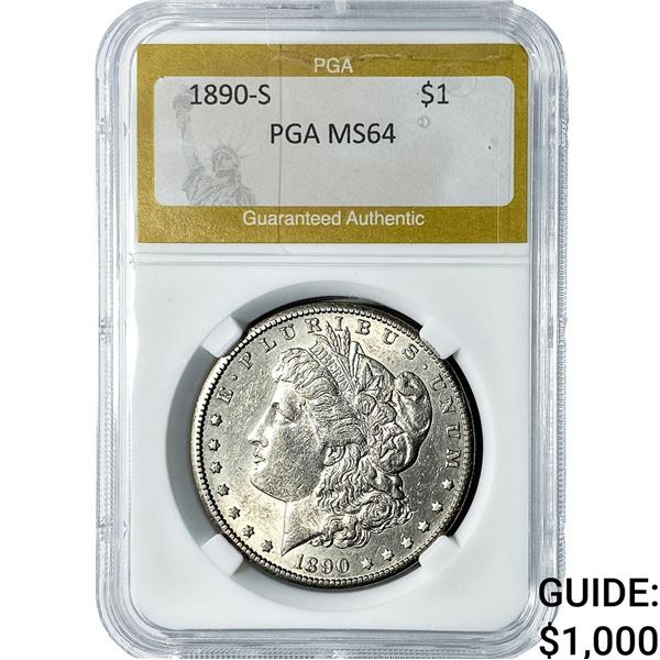 1890-S Morgan Silver Dollar PGA MS64