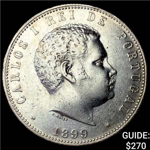1899 Portugal Silver 1000 Reis CHOICE AU