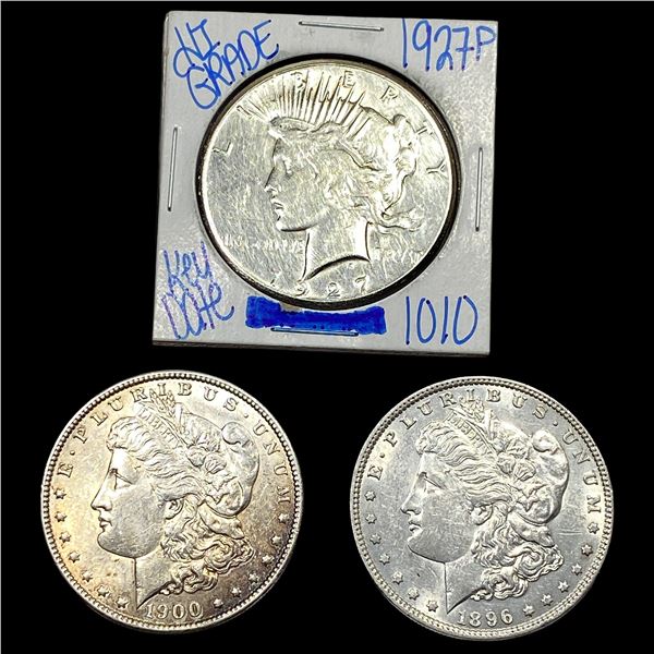 [3] 1896-1927 Morgan & Peace Silver Dollar Lot