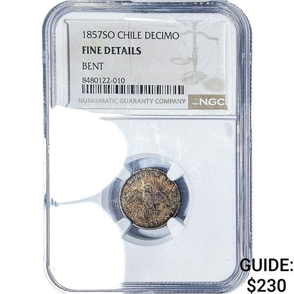 1857-SO Chile Silver Decimo NGC F Details