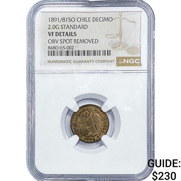 1891/81-SO Chile Silver Decimo NGC VF Details
