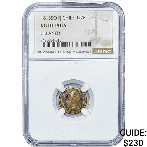 1813-SO Colonial Spain Silver 1/2 Real NGC VG Details