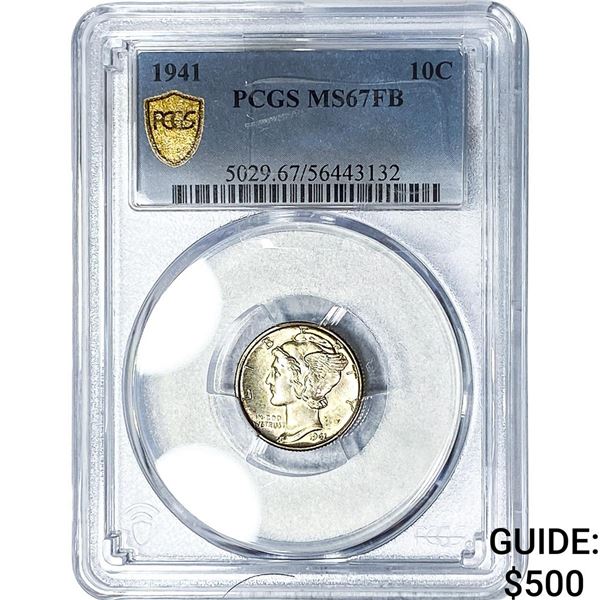 1941 Mercury Silver Dime PCGS MS67 FB