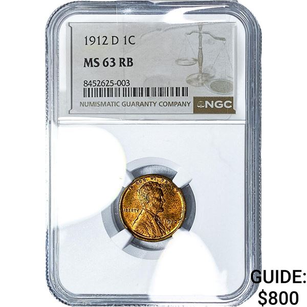 1912-D Wheat Cent NGC MS63 RB