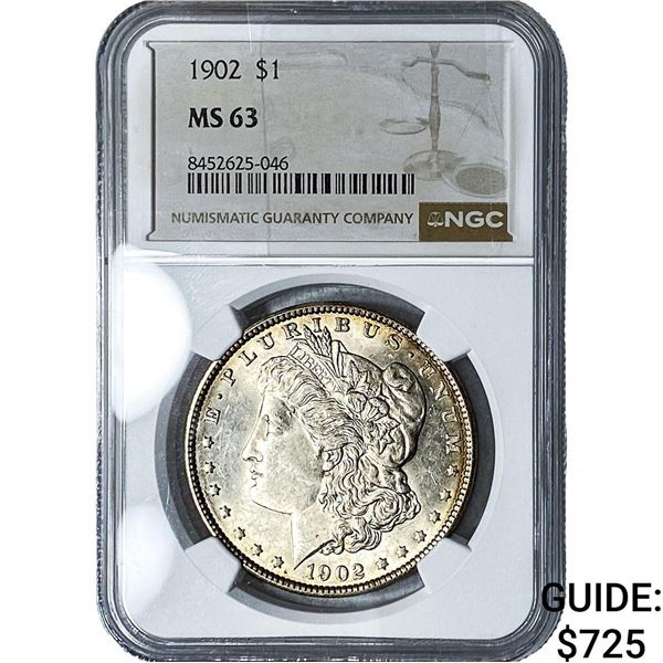 1902 Morgan Silver Dollar NGC MS63