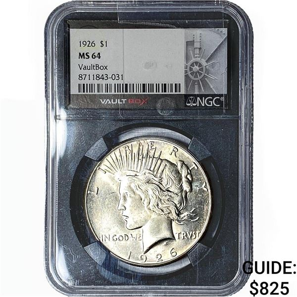 1926 Silver Peace Dollar NGC MS64 Vaultbox
