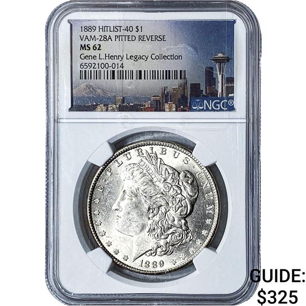 1889 Morgan Silver Dollar NGC MS62 VAM-28A
