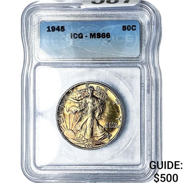 1945 Walking Liberty Half Dollar ICG MS66