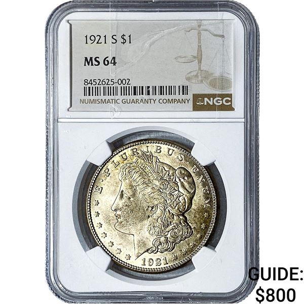 1921-S Morgan Silver Dollar NGC MS64