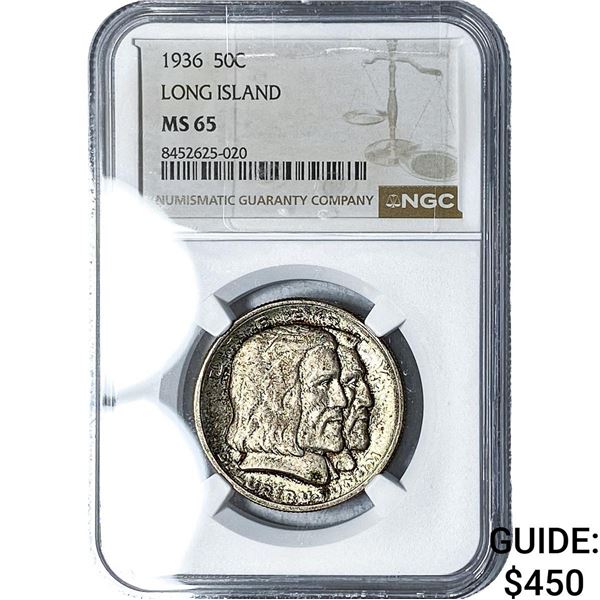 1936 Long Island Half Dollar NGC MS65