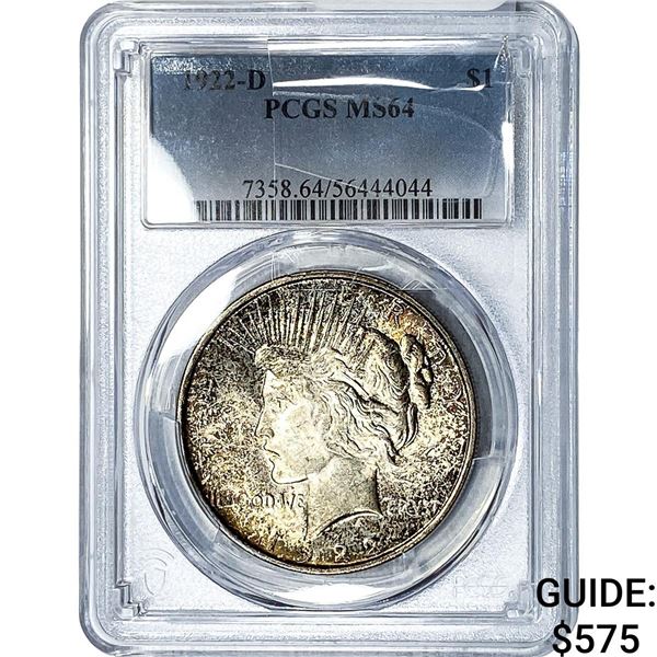 1922-D Silver Peace Dollar PCGS MS64