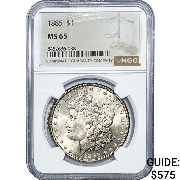 1885 Morgan Silver Dollar NGC MS65