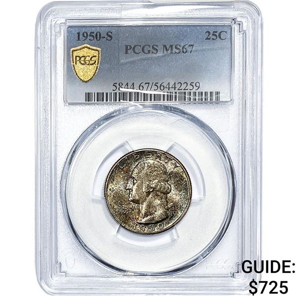 1950-S Washington Silver Quarter PCGS MS67