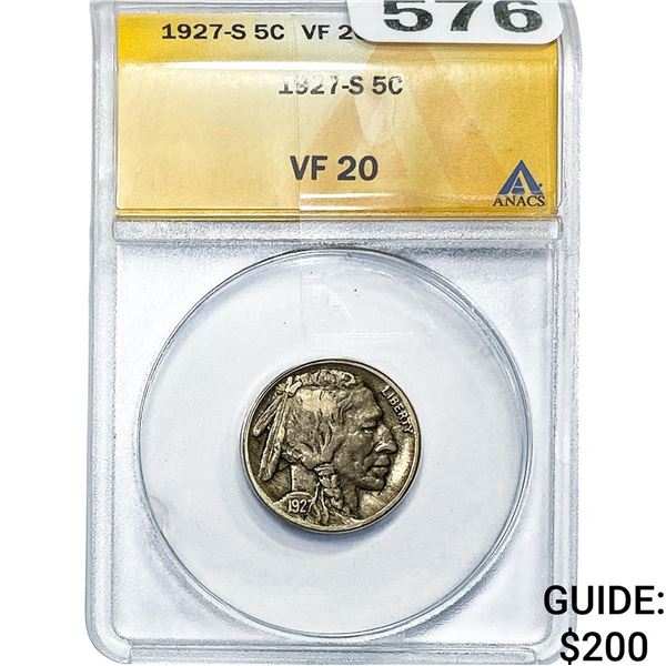 1927-S Buffalo Nickel ANACS VF20