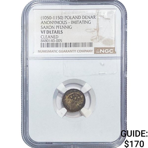 (1050-1150) Poland Silver Denar Imitating Saxon Pfennig NGC VF Details