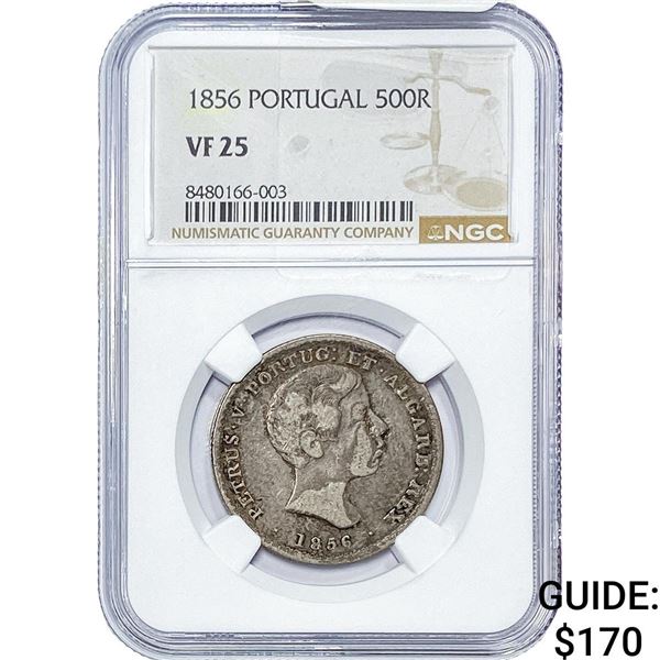 1856 Portugal Silver 500 Reis NGC VF25