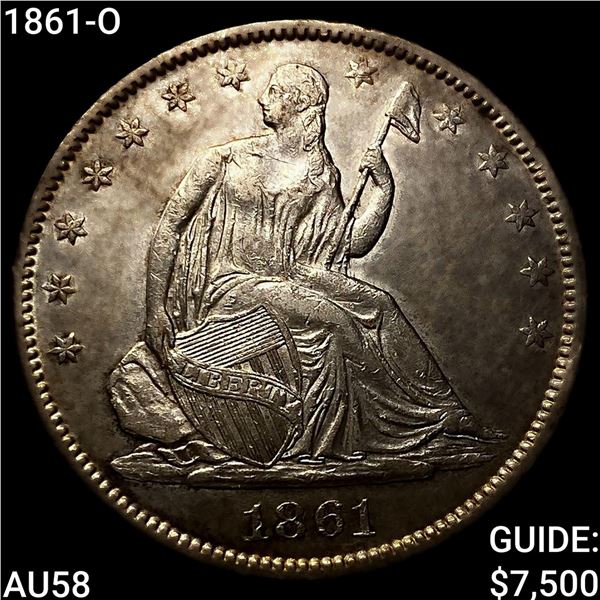 1861-O Seated Liberty Half Dollar CHOICE AU