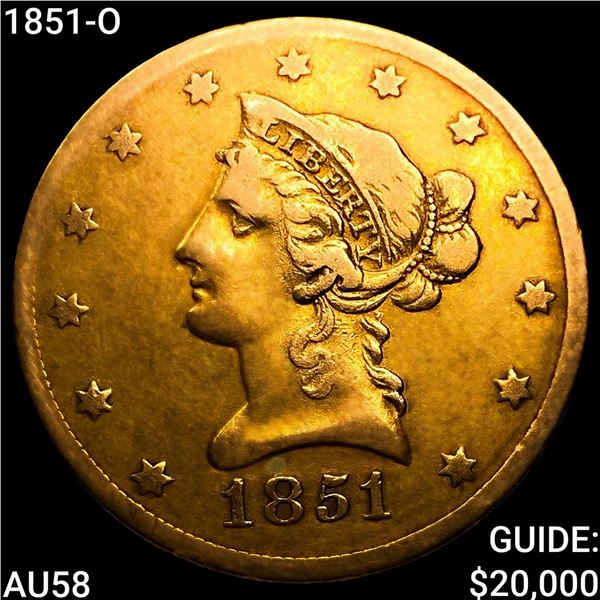 1851-O $10 Gold Eagle CHOICE AU