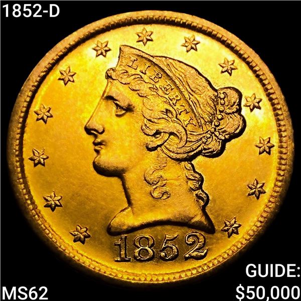 1852-D $5 Gold Half Eagle UNCIRCULATED