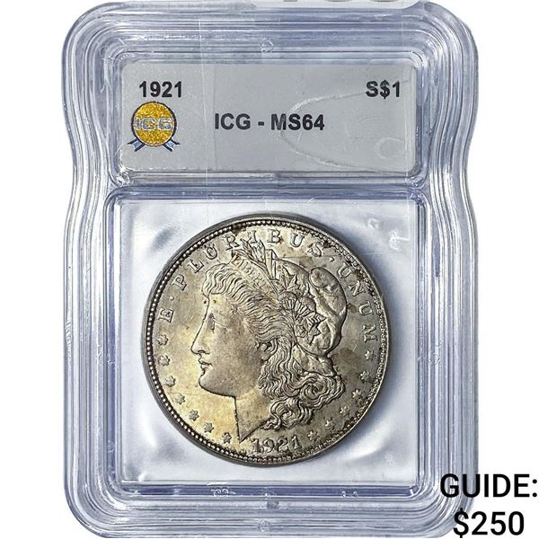 1921 Morgan Silver Dollar ICG MS64