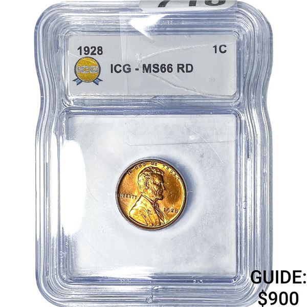 1928 Wheat Cent ICG MS66 RD