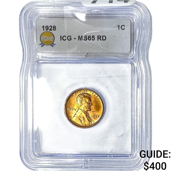 1928 Wheat Cent ICG MS65 RD