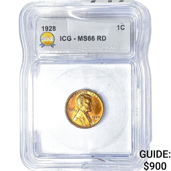 1928 Wheat Cent ICG MS66 RD