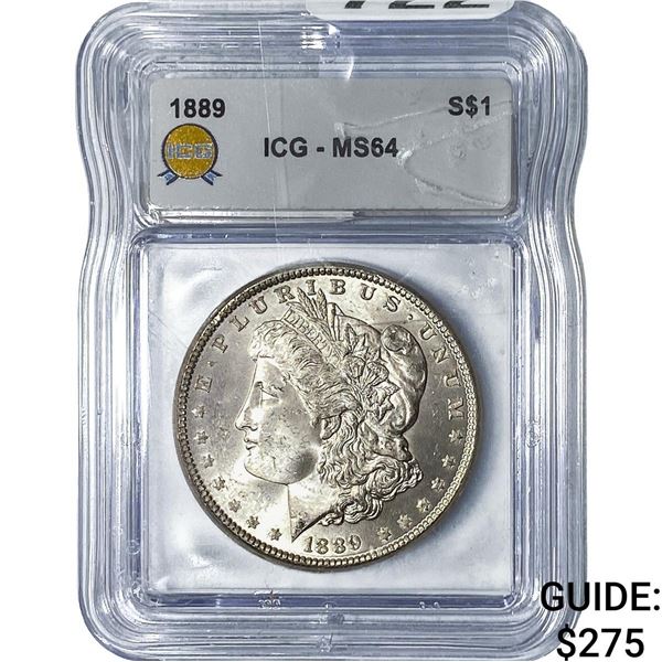 1889 Morgan Silver Dollar ICG MS64